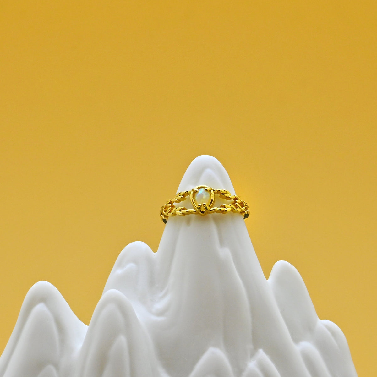 Golden wheat sheaf teardrop ring symbolizing harvest, gratitude, abundance, and earned growth