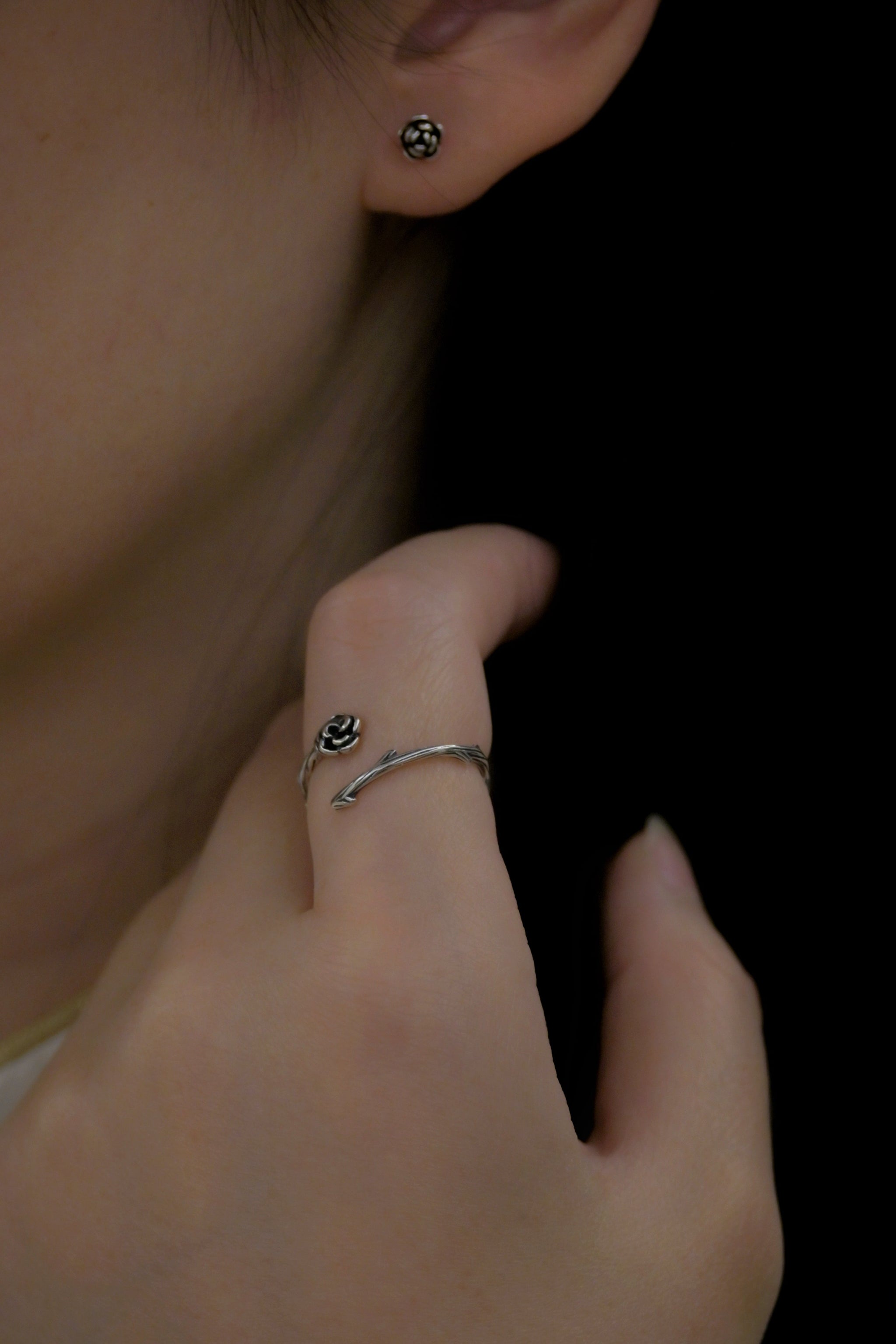 Rose jewelry set styled as meaningful floral jewelry by Soul Lotus