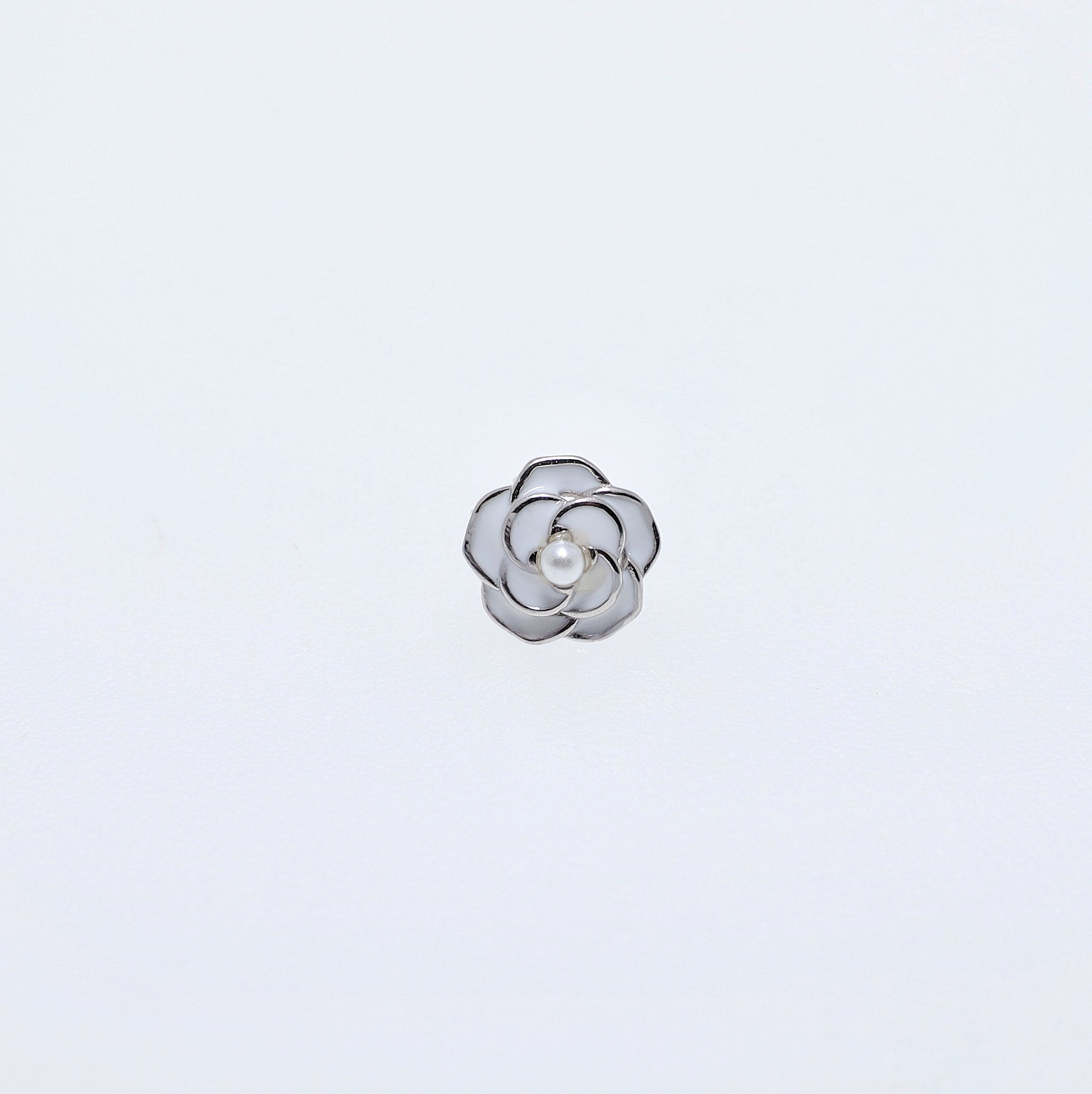925 Silver Camellia Pearl Earrings
