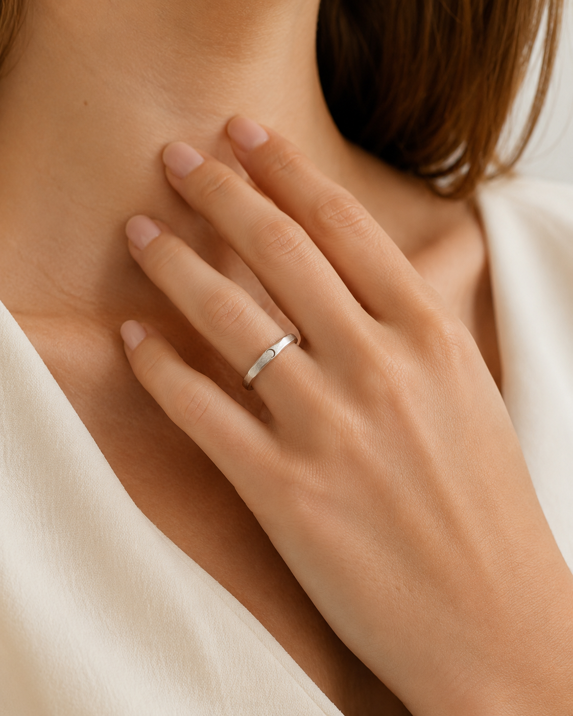 925 Silver Simple Moon Ring