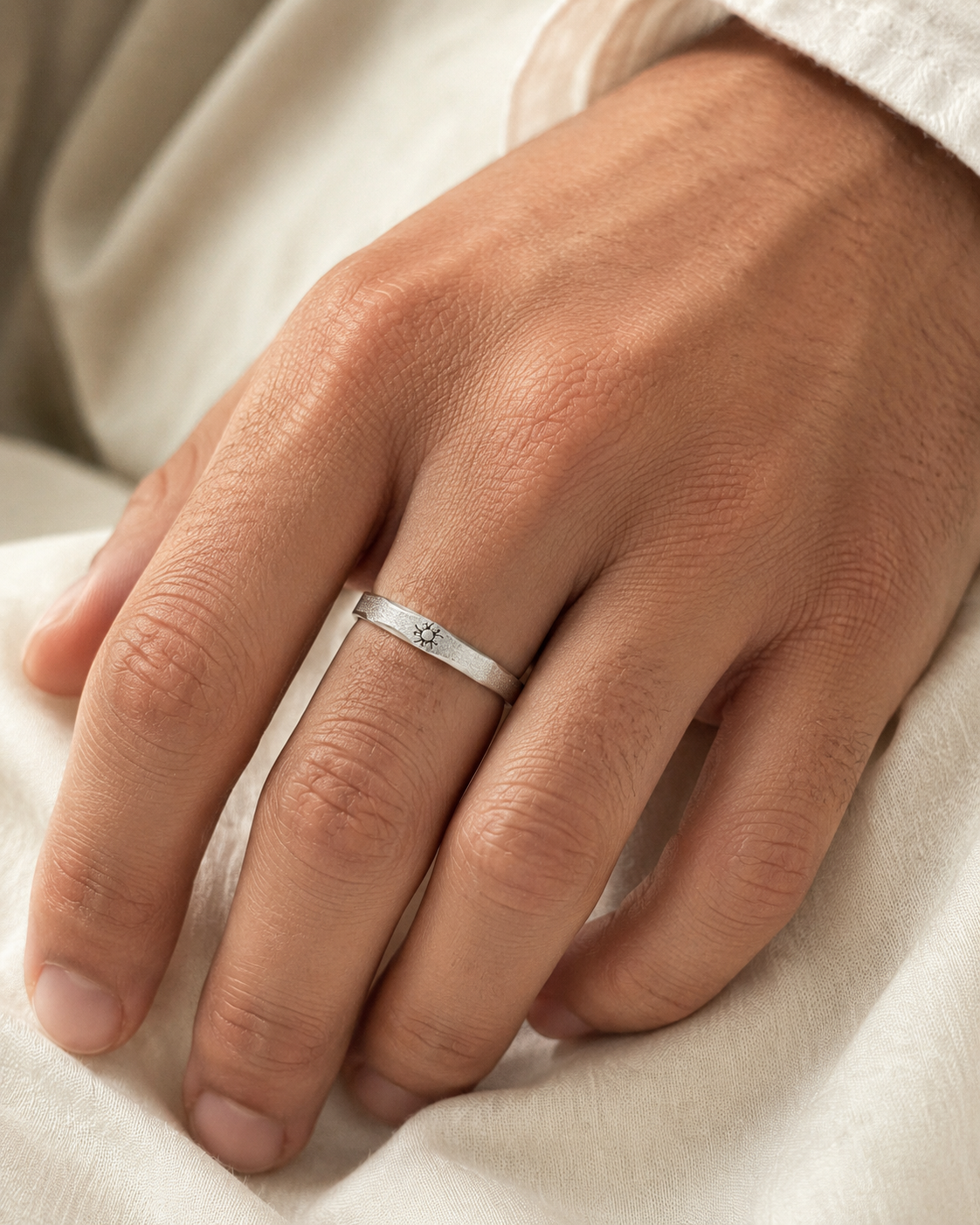 925 Silver Sun Simple Ring For Men