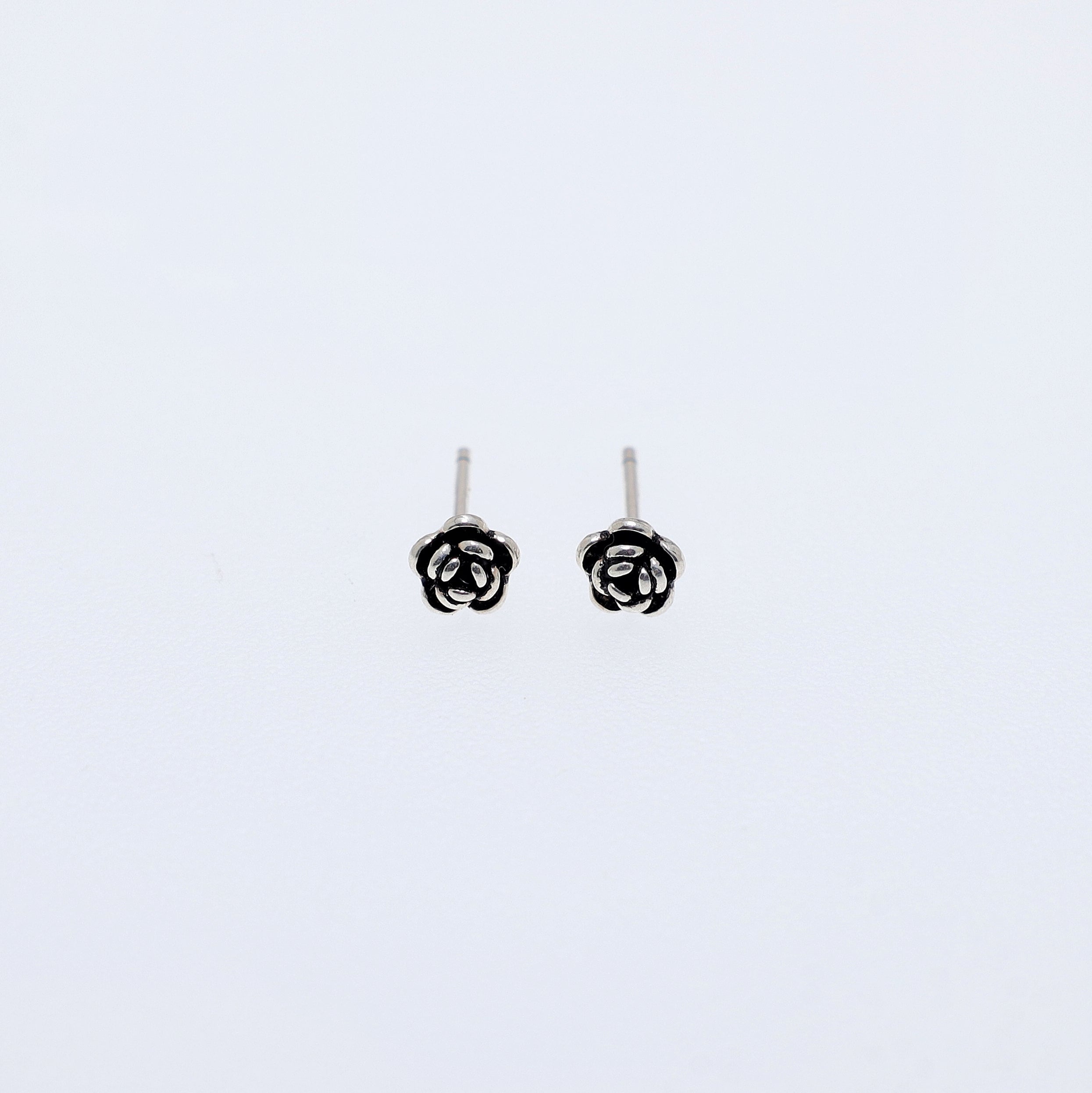 Blooming Rose Silver Earrings