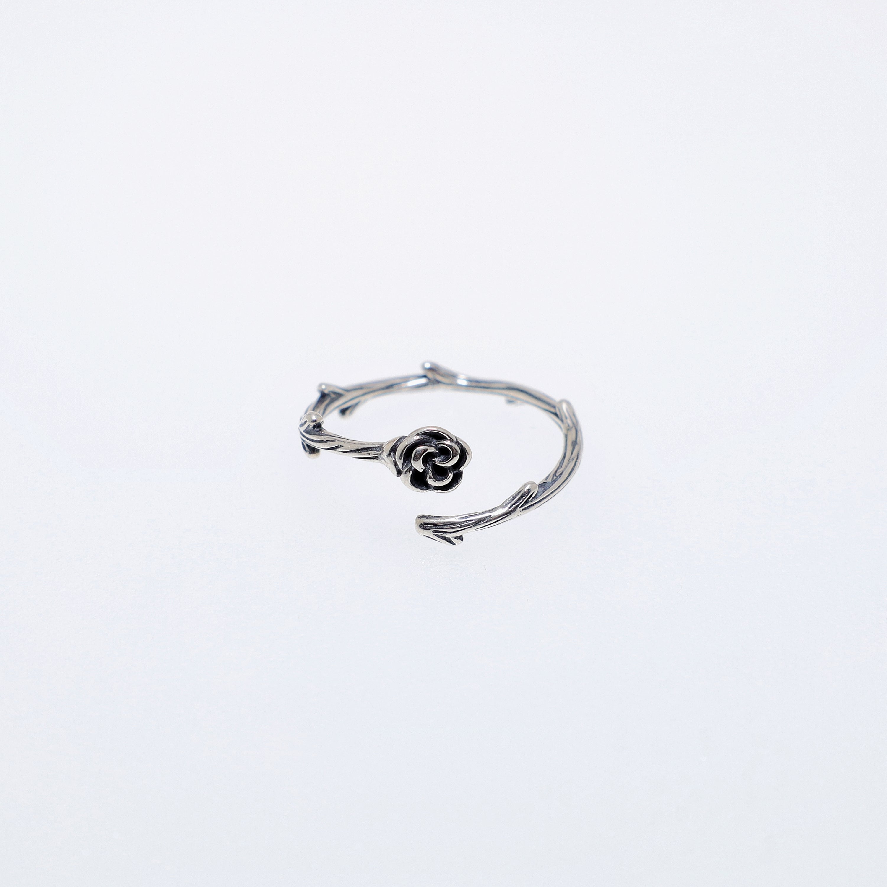 Thorn Rose Silver Ring