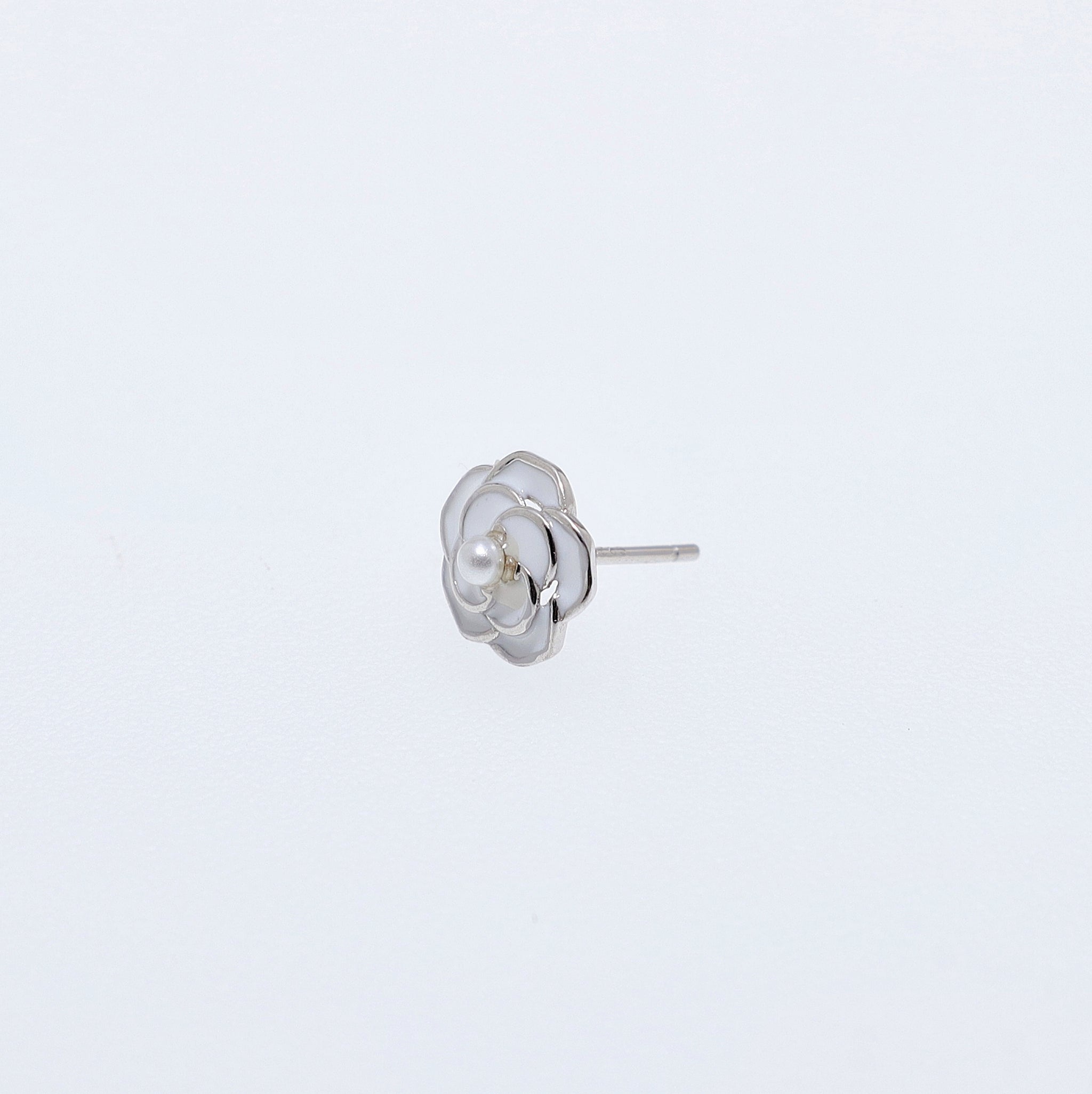 925 Silver Camellia Pearl Earrings