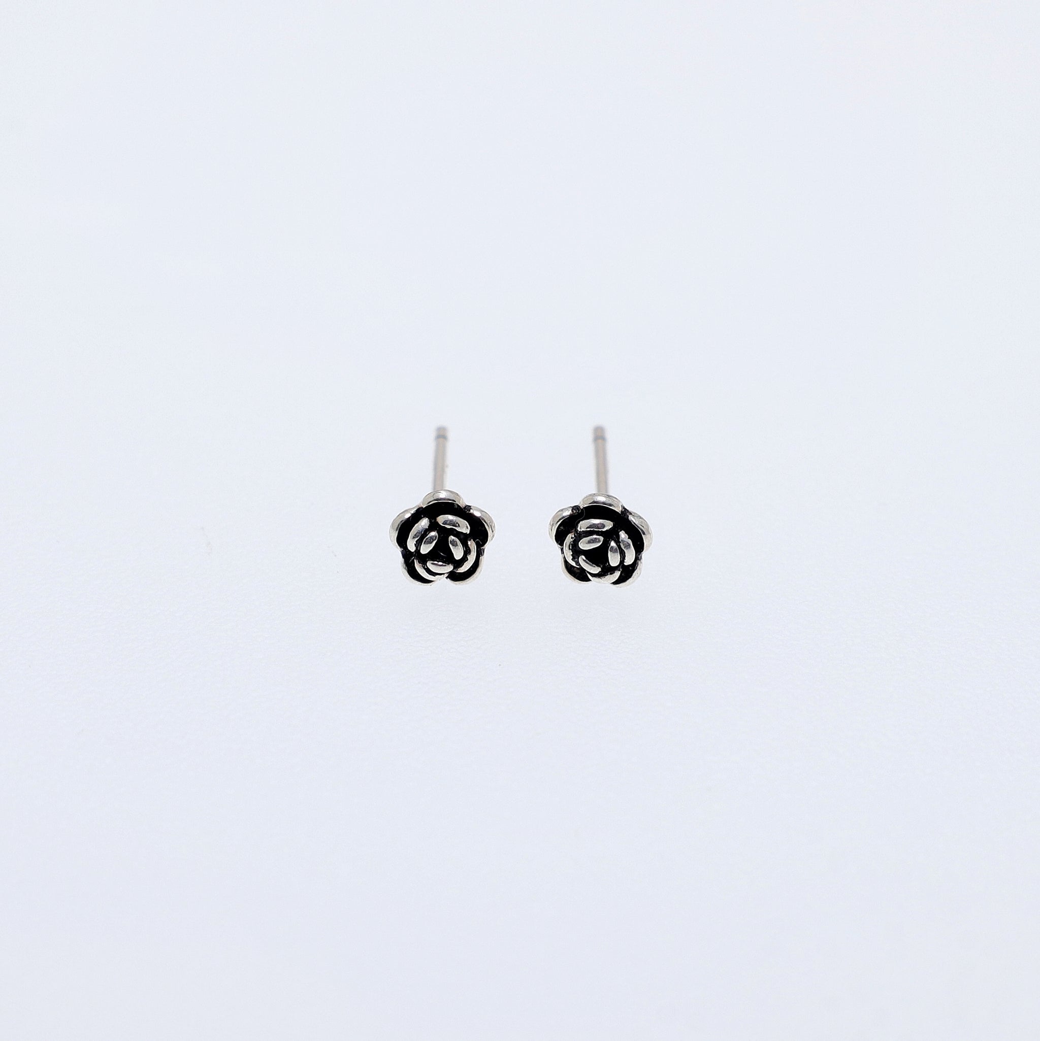 Blooming Rose Silver Earrings