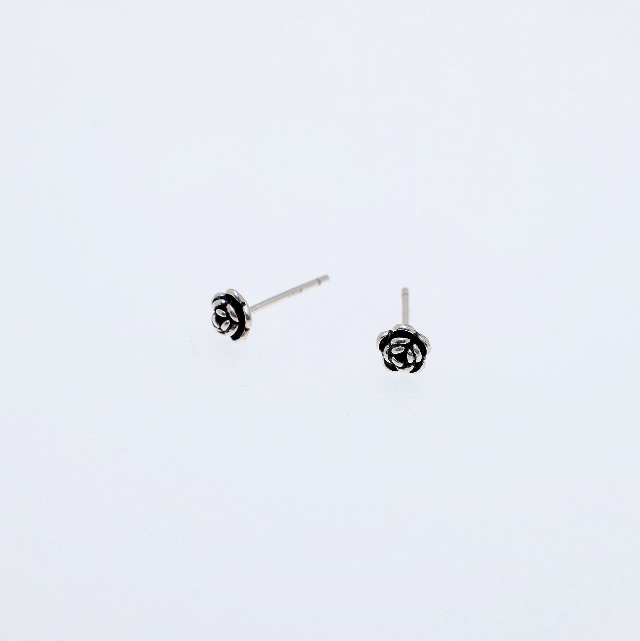 Blooming Rose Silver Earrings