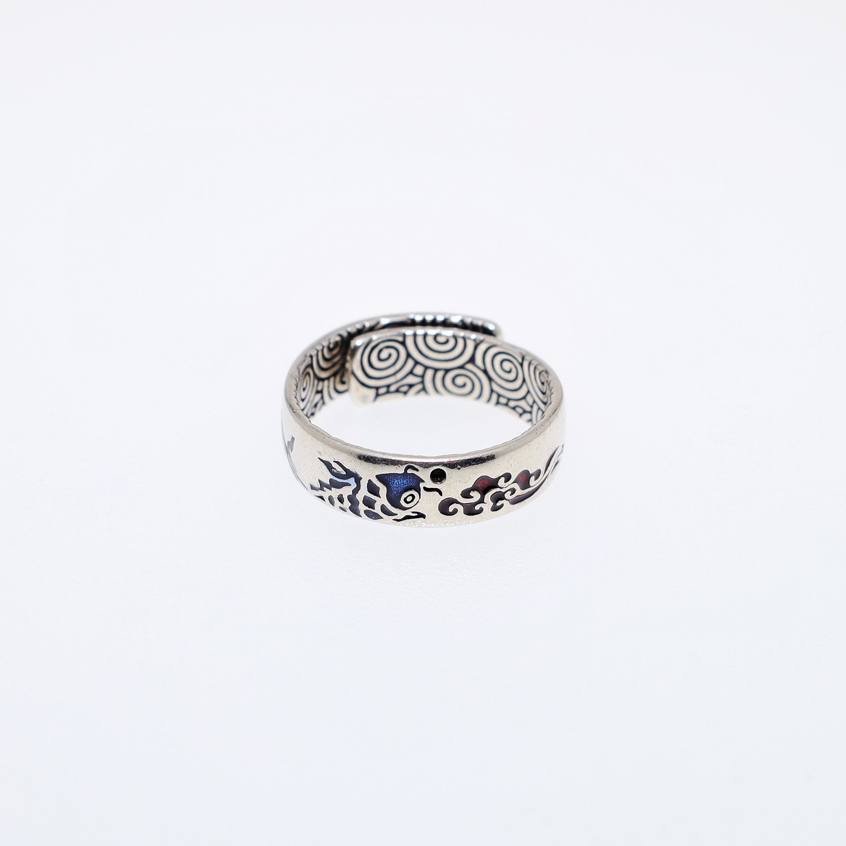 Blue and Red Koi Open Adjustable Ring