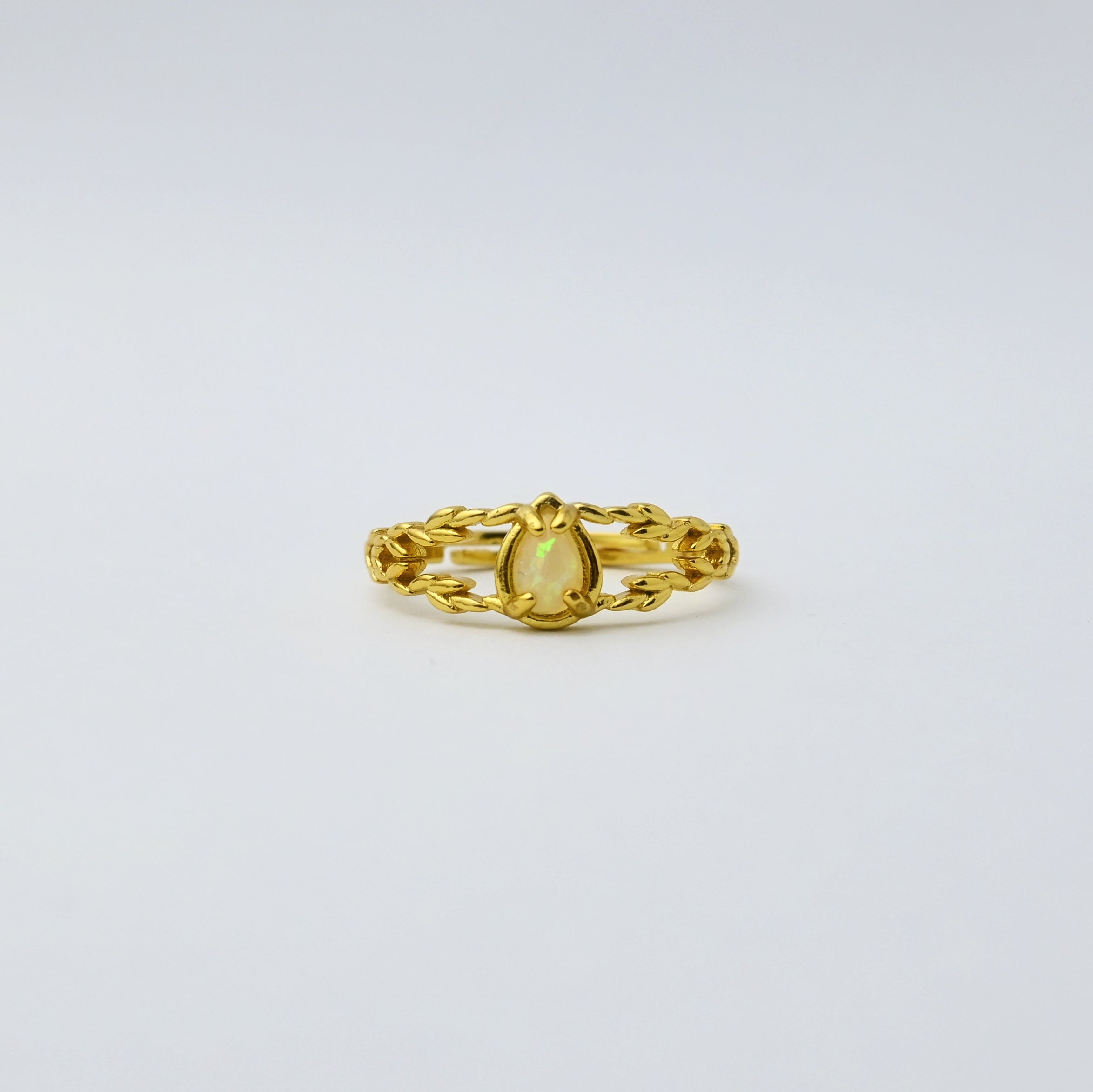 Golden Wheat Sheaf Teardrop Ring