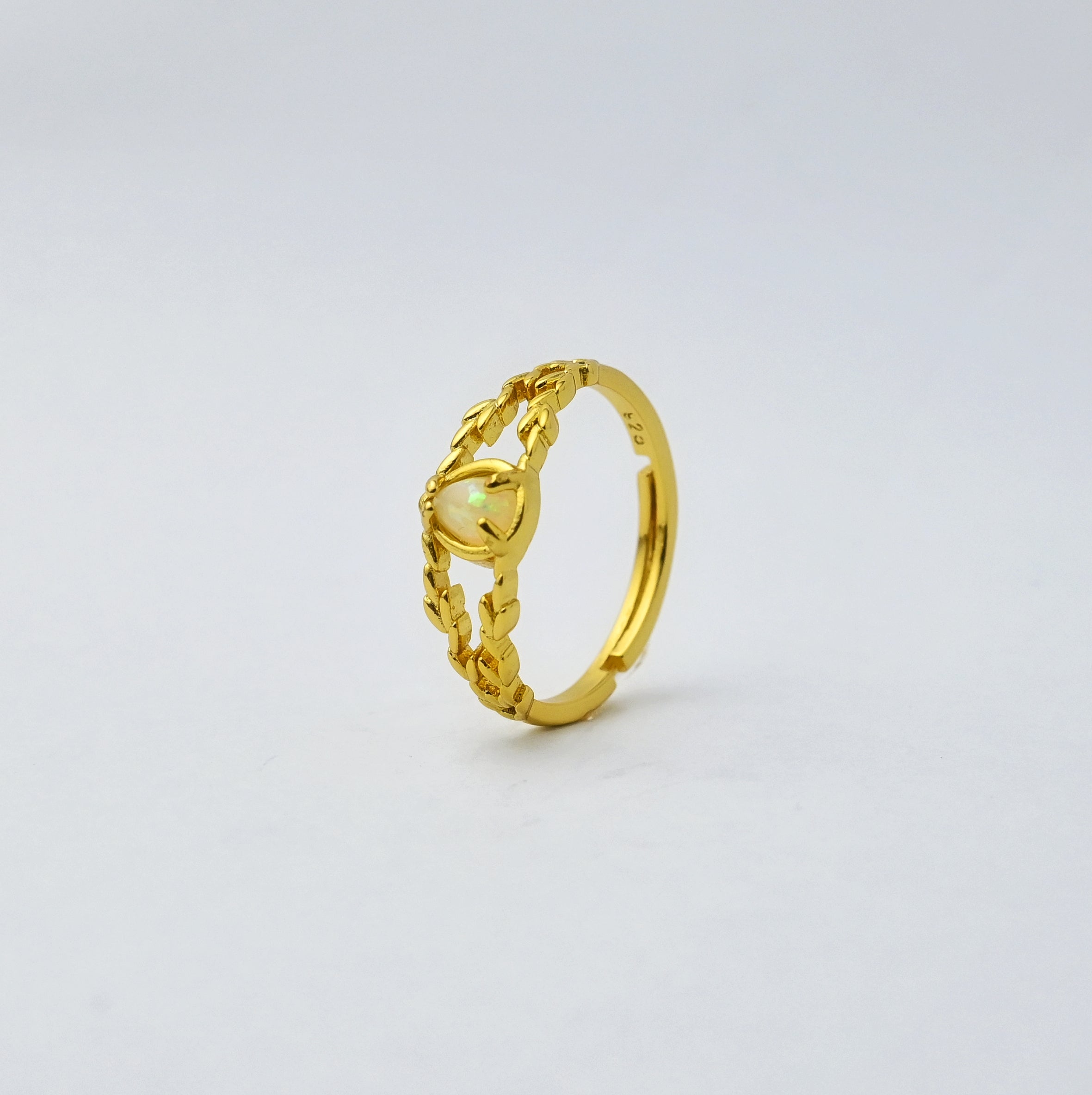 Golden Wheat Sheaf Teardrop Ring