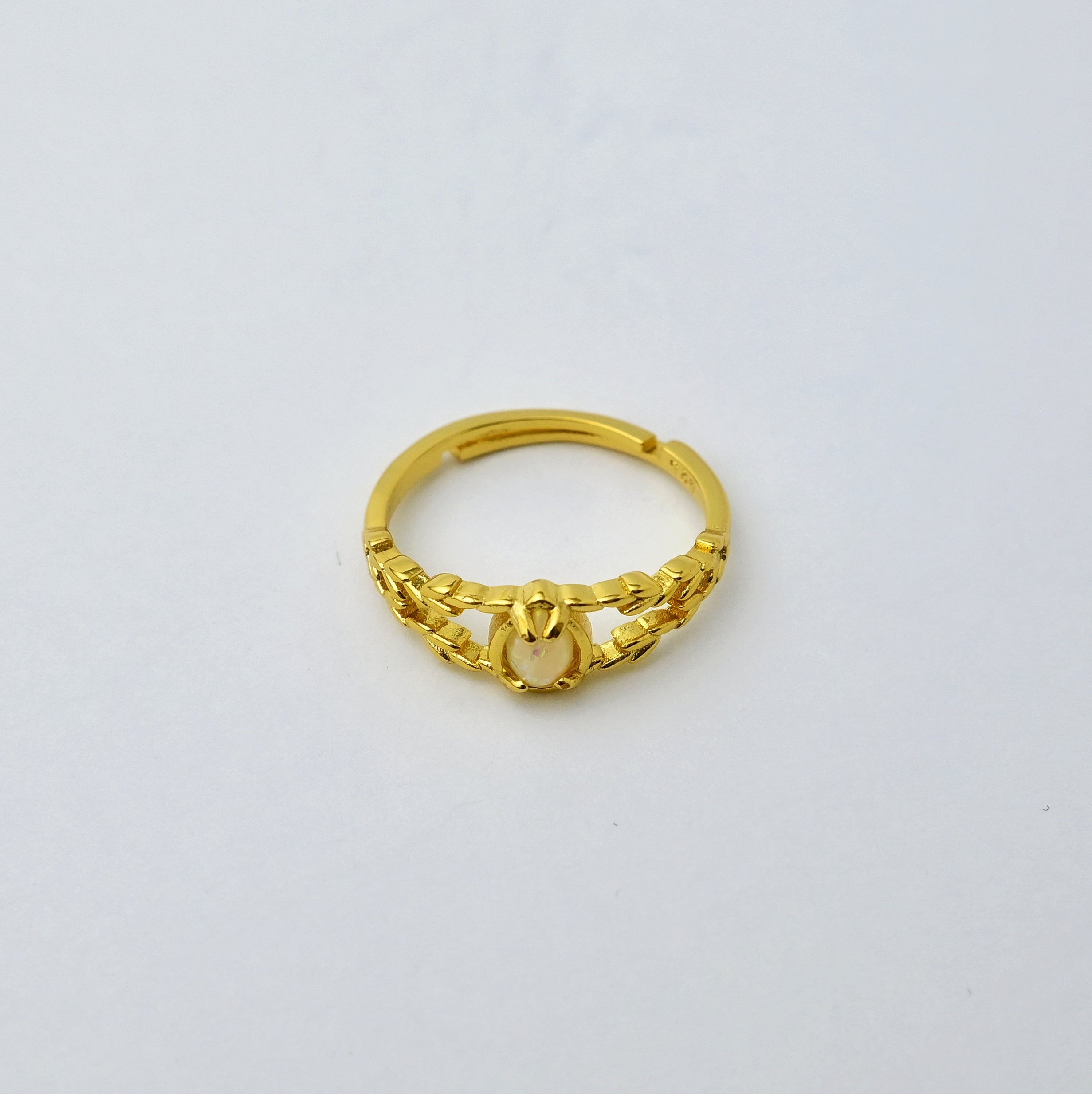 Golden Wheat Sheaf Teardrop Ring