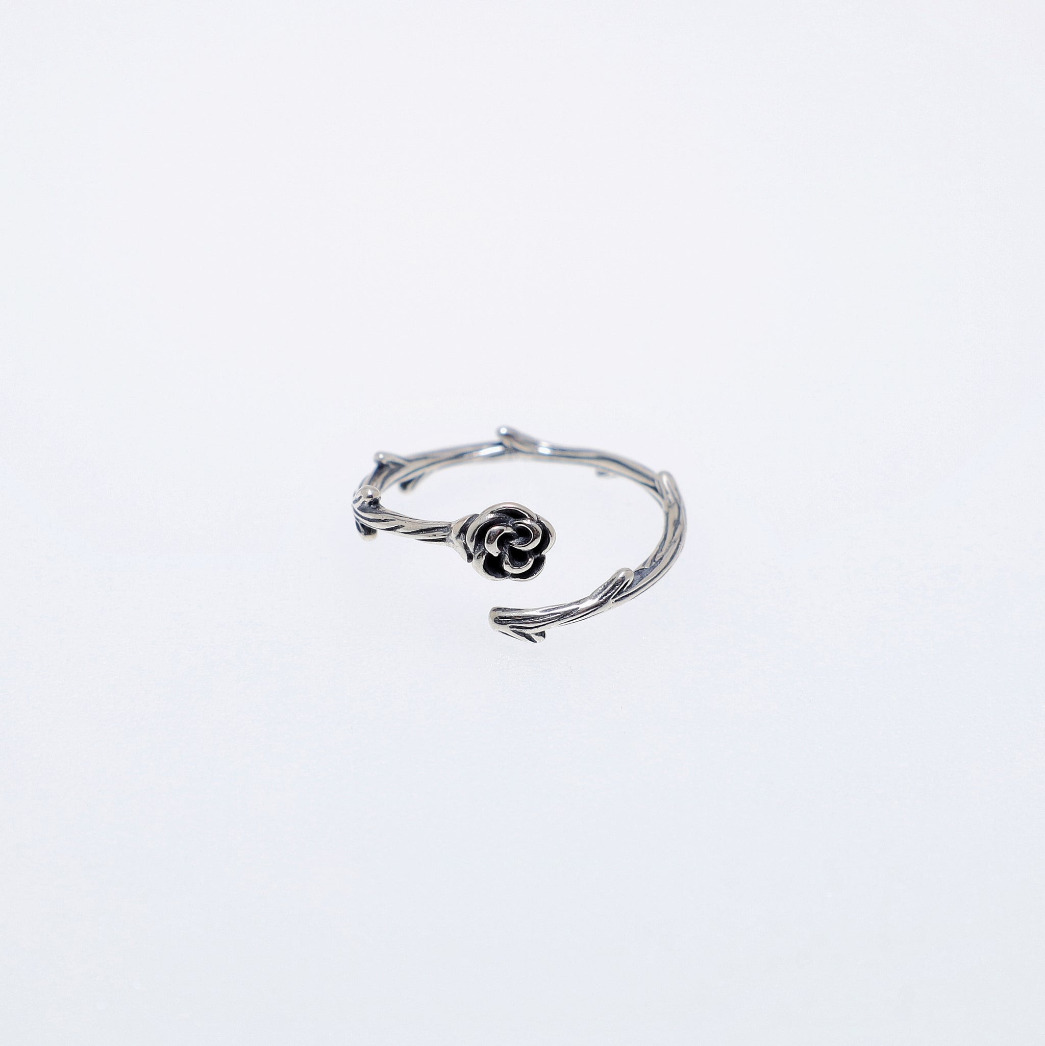 Thorn Rose Silver Ring