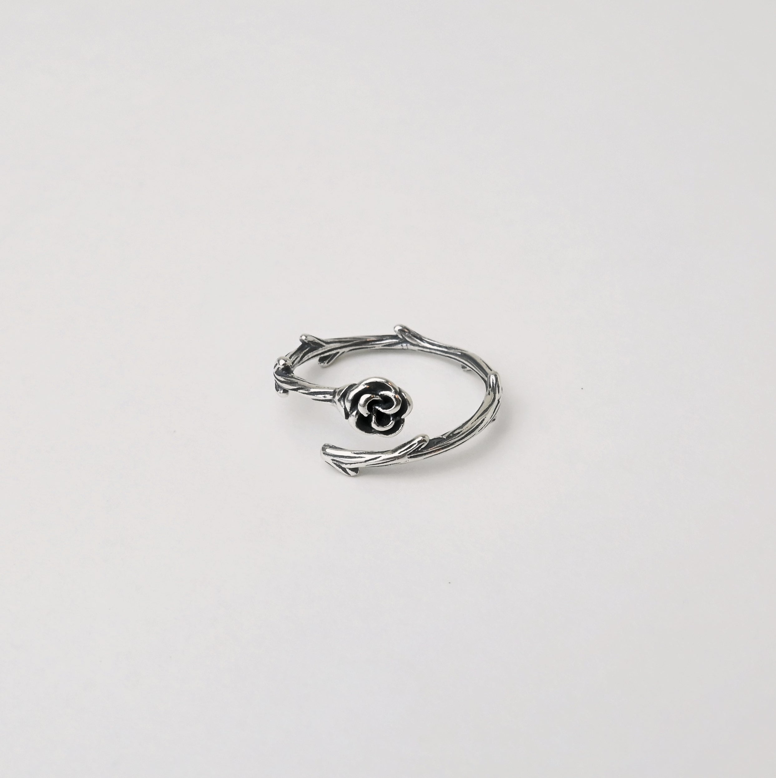 Thorn Rose Silver Ring