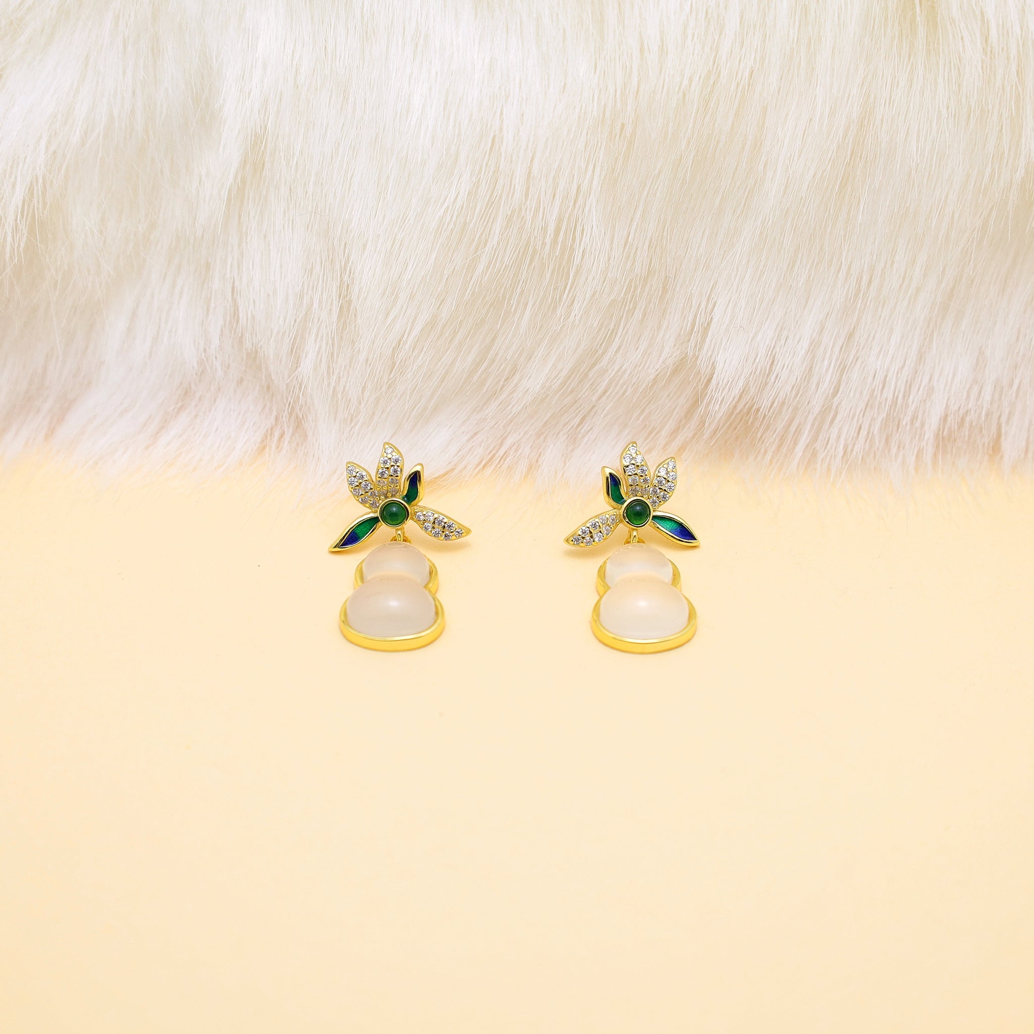 White Chalcedony Gourd Sterling Silver Drop Earrings